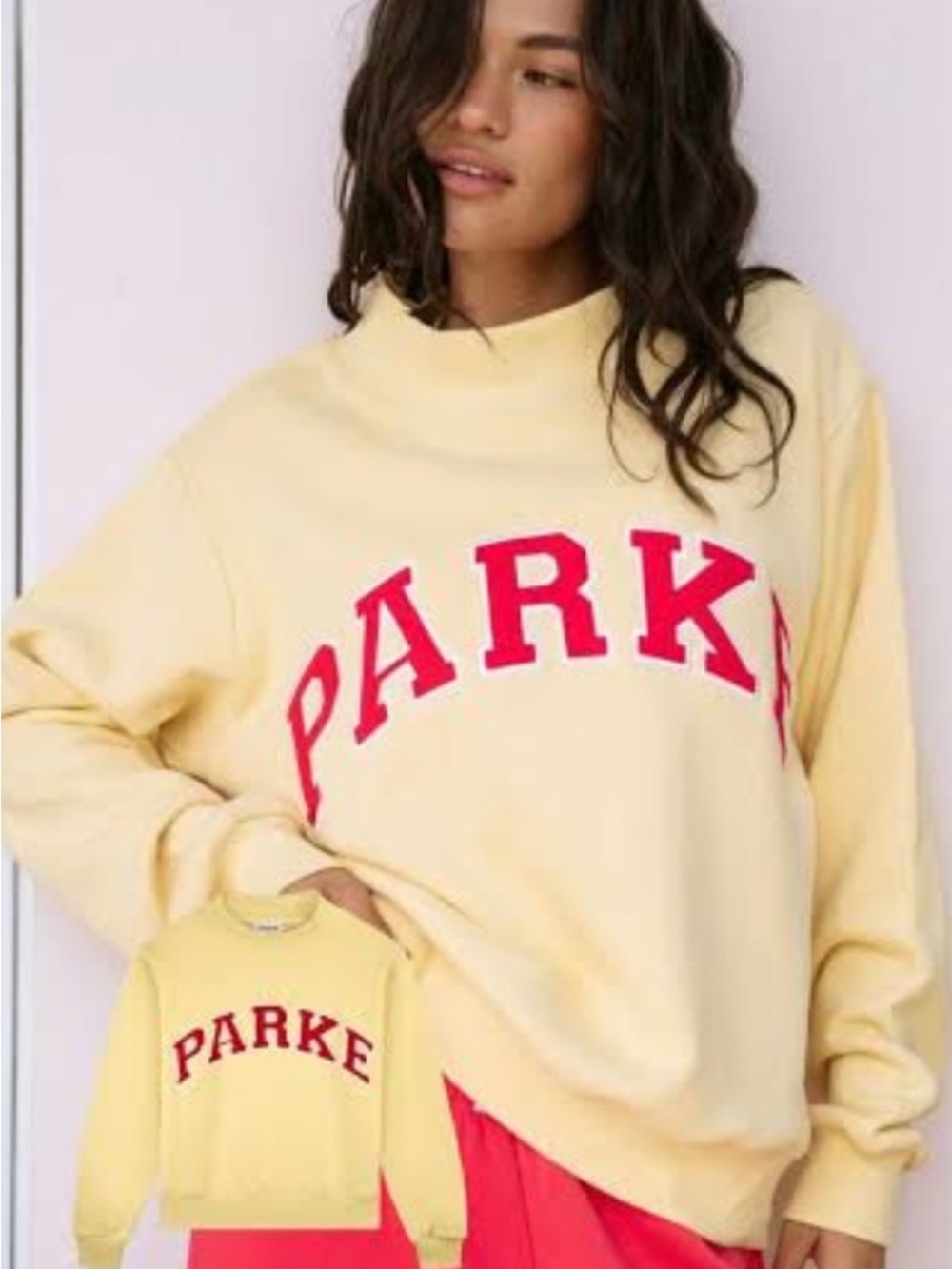 PARKE Summerland Varsity Mockneck
Sweatshirt -Lemonade & Calypso S/M,
